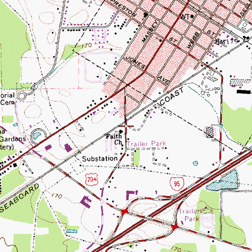 Topographic Map of Faith Church, NC