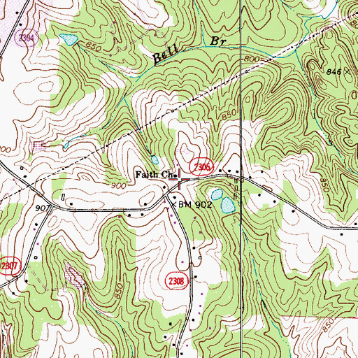 Topographic Map of Faith Church, NC