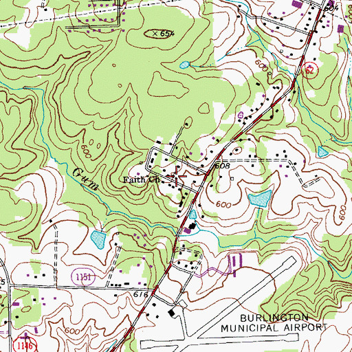 Topographic Map of Faith Church, NC