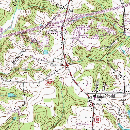 Topographic Map of Faith Church, NC
