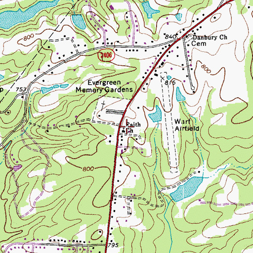 Topographic Map of Faith Church, NC