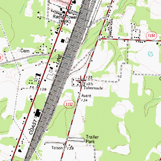 Topographic Map of Faith Tabernacle, NC