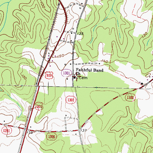 Topographic Map of Faithful Band Church, NC