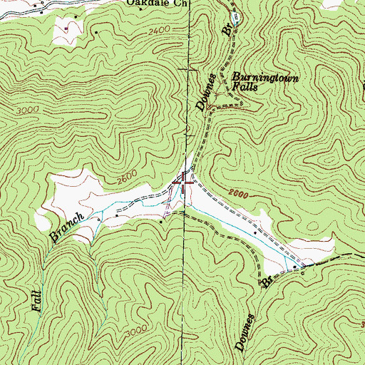 Topographic Map of Fall Branch, NC