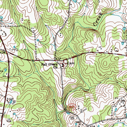 Topographic Map of Fall Creek Church, NC