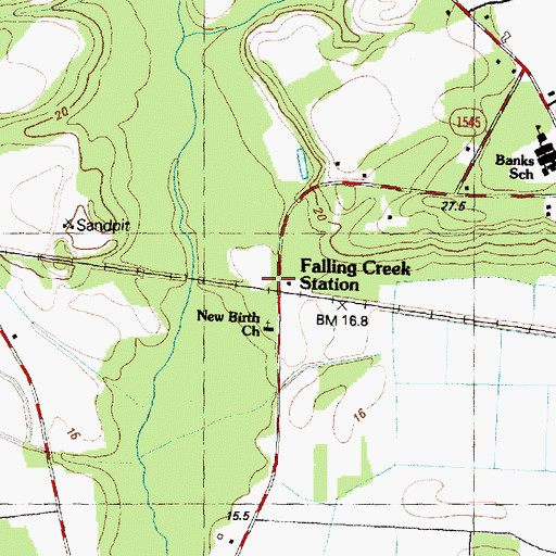 Topographic Map of Falling Creek Station, NC