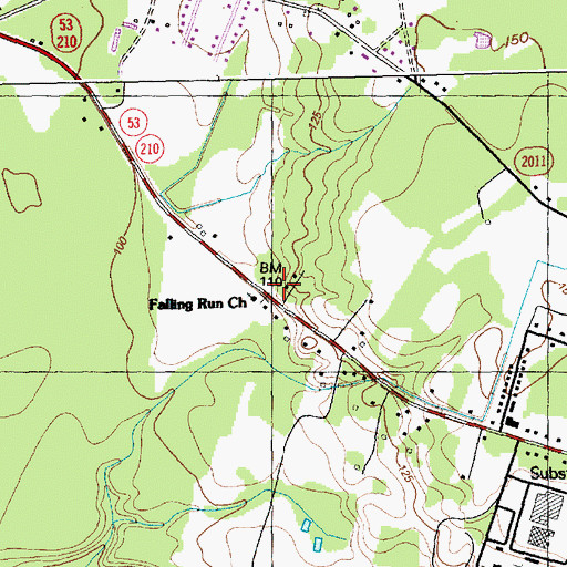 Topographic Map of Falling Run Church, NC