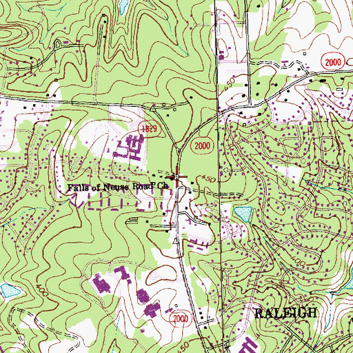 Topographic Map of Falls of Neuse Road Church, NC