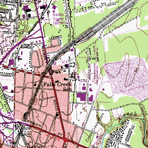 Topographic Map of Falls Creek School, NC