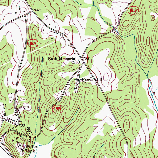 Topographic Map of Fancy Hill Church, NC