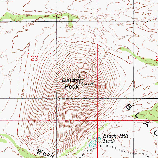 Topographic Map of Baldy Peak, AZ