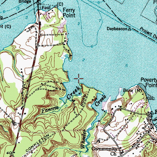 Topographic Map of Fannie Creek, NC