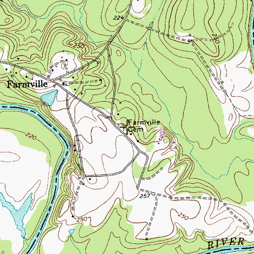 Topographic Map of Farmville Cemetery, NC