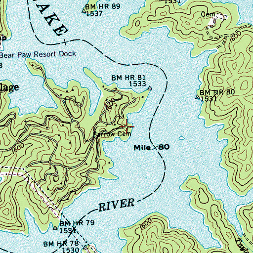 Topographic Map of Farrow Cemetery, NC