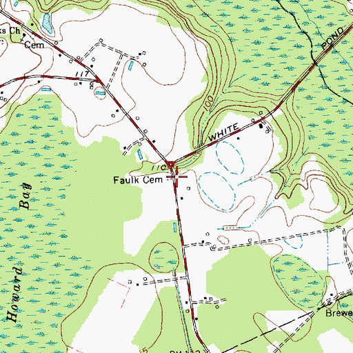 Topographic Map of Faulk Cemetery, NC