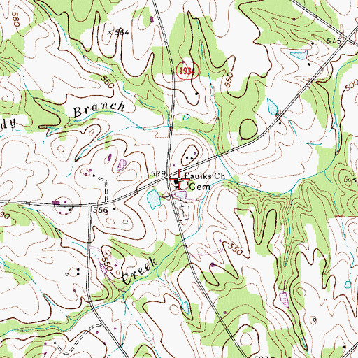 Topographic Map of Faulks Church, NC