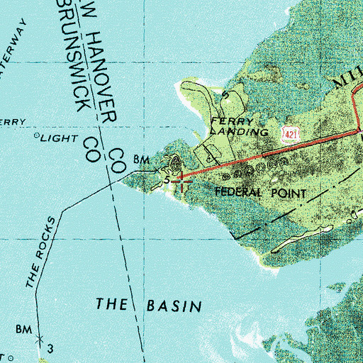 Topographic Map of Federal Point, NC