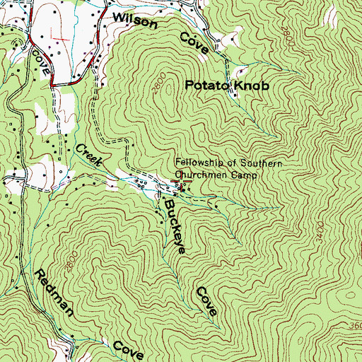 Topographic Map of Fellowship of Southern Churchmen Camp, NC