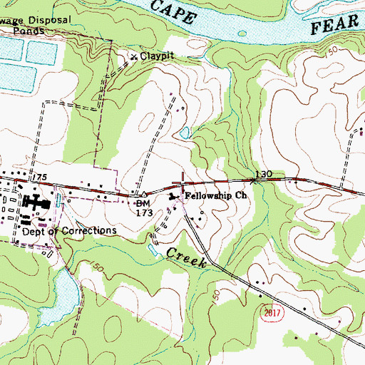 Topographic Map of Fellowship Church, NC