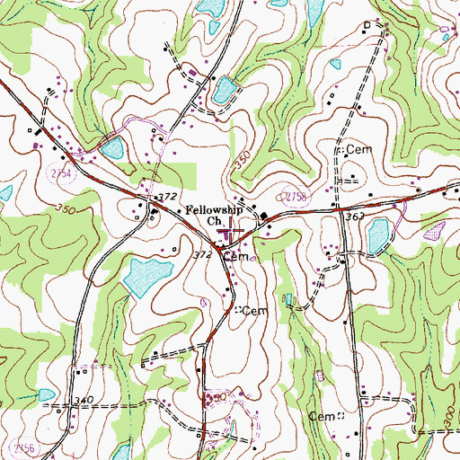 Topographic Map of Fellowship Church, NC