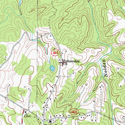 Topographic Map of Fellowship Church, NC