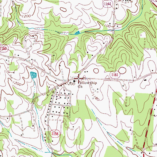 Topographic Map of Fellowship Church, NC