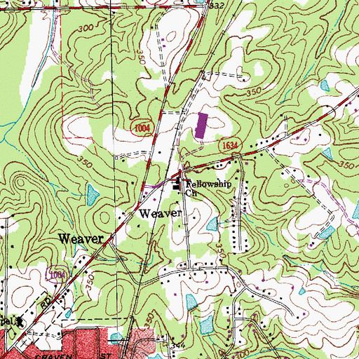 Topographic Map of Fellowship Church, NC