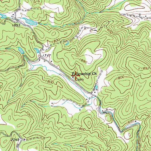 Topographic Map of Fellowship Church, NC