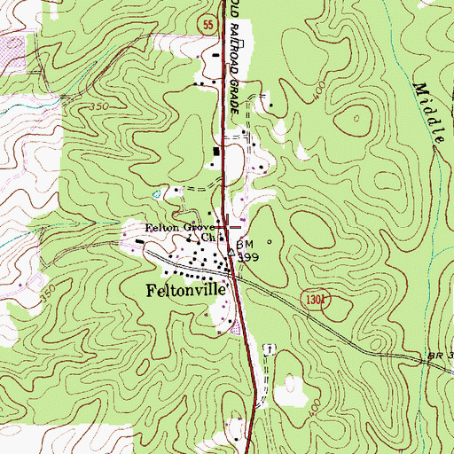 Topographic Map of Felton Grove Church, NC