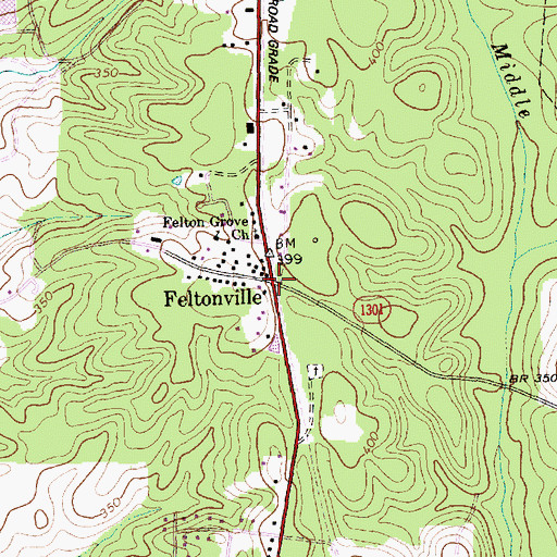Topographic Map of Feltonville, NC