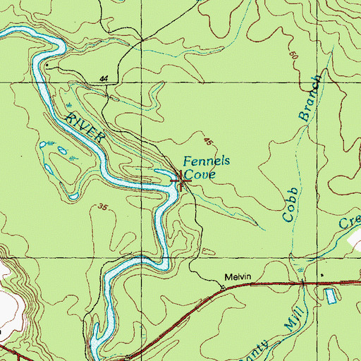 Topographic Map of Fennels Cove, NC