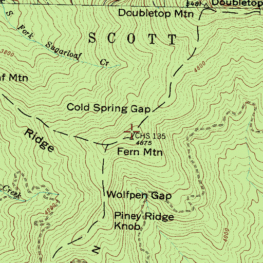 Topographic Map of Fern Mountain, NC