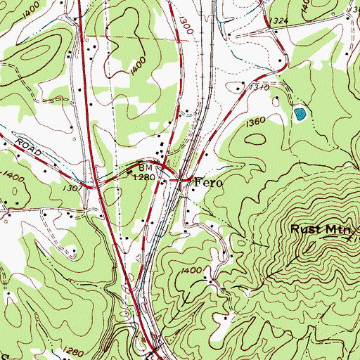 Topographic Map of Fero, NC