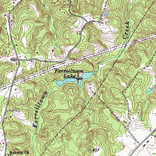 Topographic Map of Ferrelltown Lake, NC