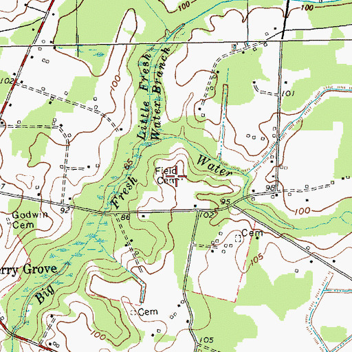 Topographic Map of Field Cemetery, NC