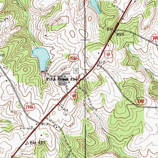Topographic Map of Fifth Creek Church, NC