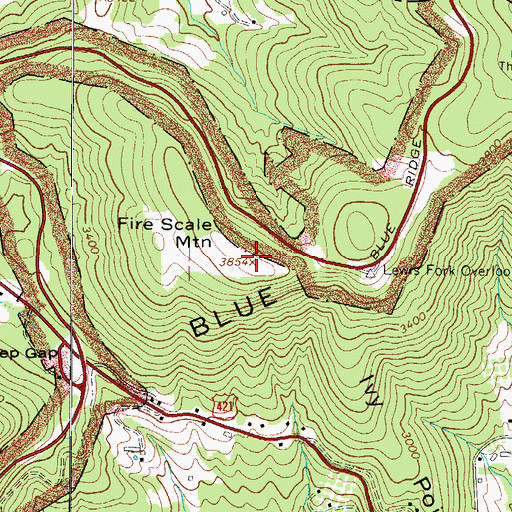 Topographic Map of Fire Scale Mountain, NC