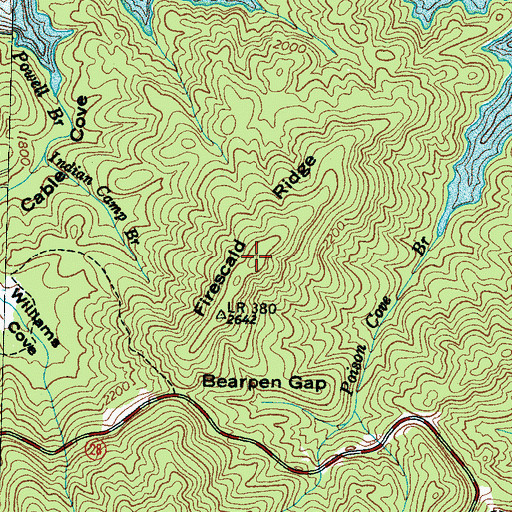 Topographic Map of Firescald Ridge, NC