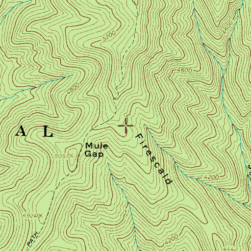 Topographic Map of Firescald Ridge, NC