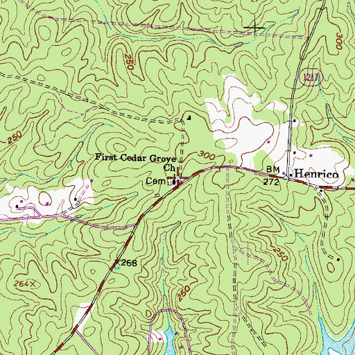 Topographic Map of First Cedar Grove Church, NC