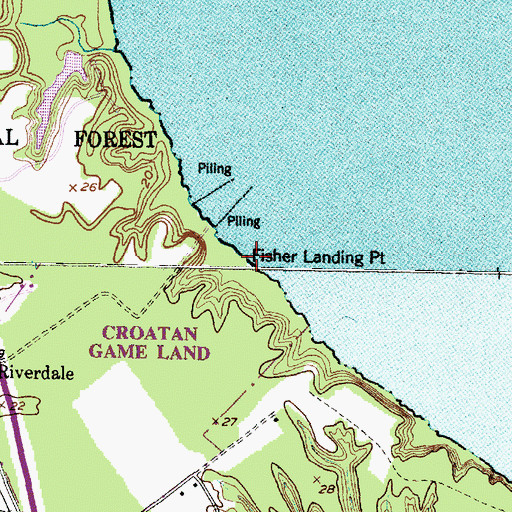 Topographic Map of Fisher Landing Point, NC