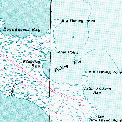 Topographic Map of Fishing Bay, NC