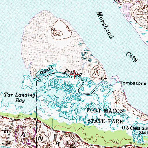 Topographic Map of Fishing Creek, NC