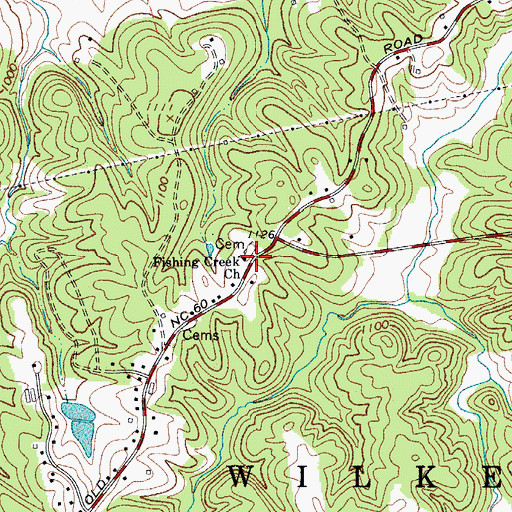 Topographic Map of Fishing Creek Church, NC