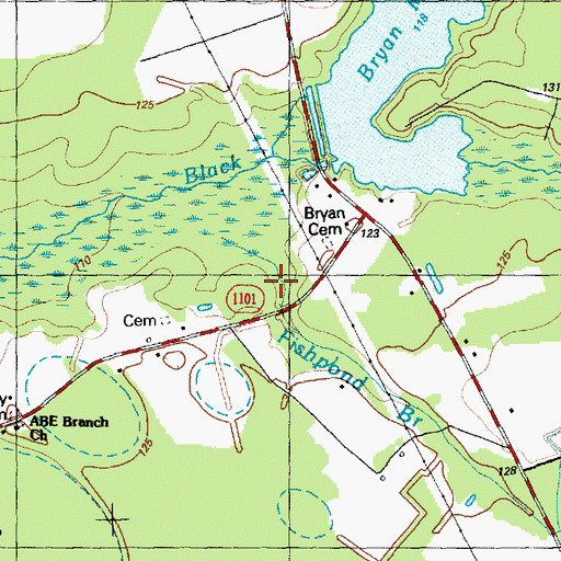 Topographic Map of Fishpond Branch, NC