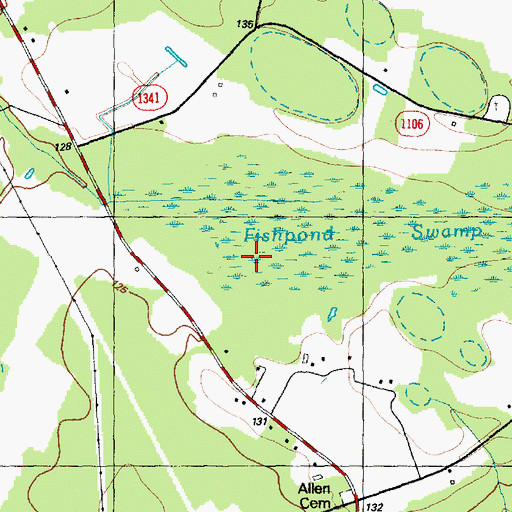 Topographic Map of Fishpond Swamp, NC