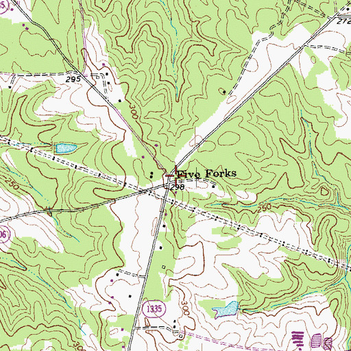 Topographic Map of Five Forks, NC