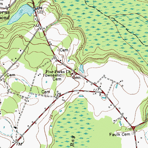 Topographic Map of Five Forks Church, NC