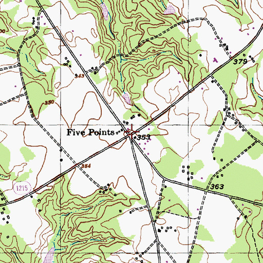 Topographic Map of Five Points, NC