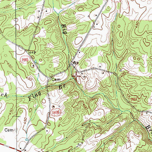Topographic Map of Flag Branch, NC